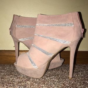 Blush platform open toed heels